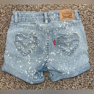 NWT Levi's Light Blue Denim Shorty Shorts with Heart Pockets Toddler Girl size 4